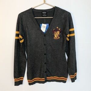 NWT Harry Potter gray Gryffindor patch front button cardigan S